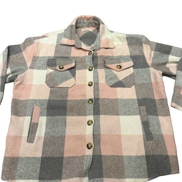 Plaid Pink and Gray Women's Jacket size M - Picture 2 of 5